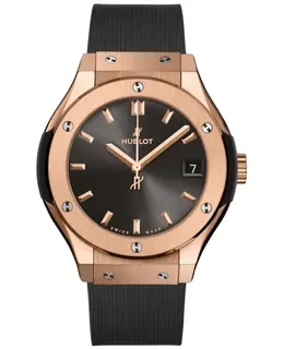 Hublot Classic Fusion 33mm Racing Grey King 18K Rose Gold Quartz Rubber Strap Women's Watch 581.ox.7081.rx