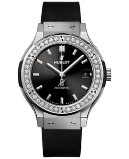 Hublot Classic Fusion 38mm Titanium Automatic Black Dial Diamond Bezel Rubber Strap Unisex Watch 565.nx.1470.rx.1204