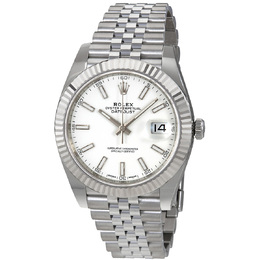 Pre-owned Rolex Datejust 41 White Dial Automatic Mens Watch 126334WSJ 126334-0010