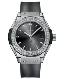 Hublot Classic Fusion Racing Grey Titanium Quartz Diamond Bezel Rubber Strap Women's Watch 591.nx.7070.rx.1204