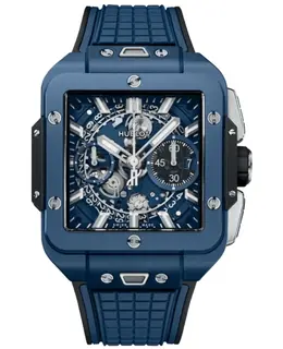 Hublot Square Bang Unico Ceramic Automatic Chronograph Blue Dial Rubber Strap Men's Watch 821.ex.5170.rx