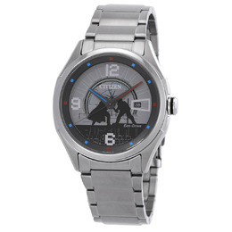 Citizen AW1140-51W Duel Star Wars Mens Watch: Black Dial Analog Eco-Drive Movement with Date Display