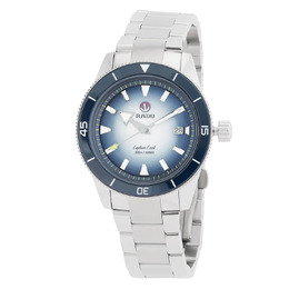 Rado Captain Cook Automatic Blue Dial Mens Watch R32154208, Analog, Stainless Steel Case and Bracelet with Rotating Blue Ceramic Bezel