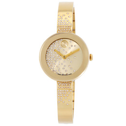 Movado Bold Crystal Accent Gold Dial Ladies Watch 3600926