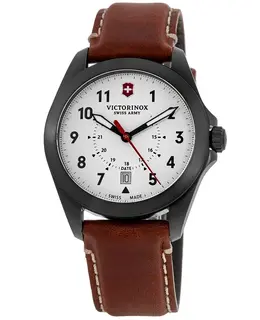 Authentic Victorinox Swiss Army Heritage White Dial Brown Leather Strap Men's Watch Model 241969