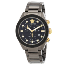 Versace Greca Dome Chronograph Quartz Black Dial Mens Watch ve6k00623