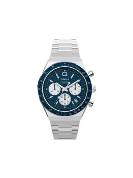 Timex Q Chronograph 40mm Stainless Steel Case Blue Index Dial with Date, Quartz Movement