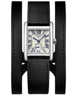 Longines DolceVita Mini Quartz Silver Dial Black Leather Strap Women's Watch L5.200.4.71.0
