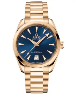 Brand New Authentic Omega Seamaster Aqua Terra 220.50.38.20.03.001 Blue Dial 18K Yellow Gold Unisex Watch