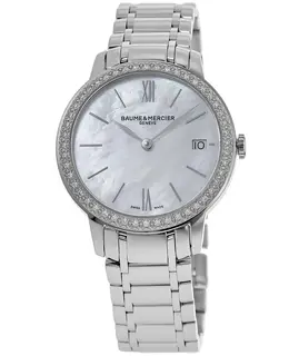 Baume & Mercier Classima Quartz Mother of Pearl Dial Diamond Bezel Steel Women's Watch 10478 m0a10478