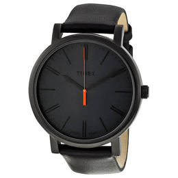 Timex Easy Reader Mens Watch T2N794 Black PVD Case, Analog Dial with Luminescent Indiglo, Leather Strap