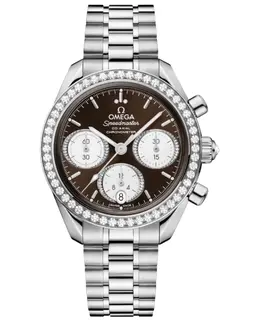 Authentic Omega Speedmaster Co-Axial Chronograph 38mm Automatic Brown Dial Diamond Bezel Steel Unisex Luxury Watch Model: 324.15.38.50.63.001