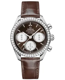 Omega Speedmaster Co-Axial Chronograph 38mm Automatic Brown Dial Diamond Bezel Model: 324.18.38.50.63.001