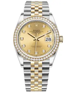 Rolex Datejust 36 Yellow Gold & Diamonds Champagne Dial Women's Watch m126283rbr-0003
