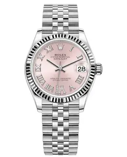 Rolex Datejust 31 Stainless Steel and White Gold Pink Roman Diamond Dial Women's Watch Model M278274-0024