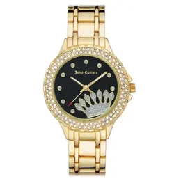 Juicy Couture Gold Metal Watch jcjc1282bkgbac Analogical Quartz Movement, Black Dial