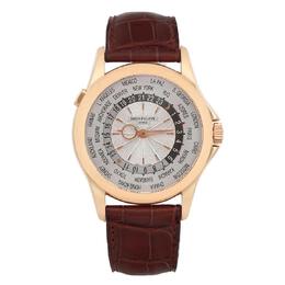 Pre-owned Patek Philippe Complications World Time GMT Automatic Day-Night Silver Dial Mens Watch Ref. 5130R-001