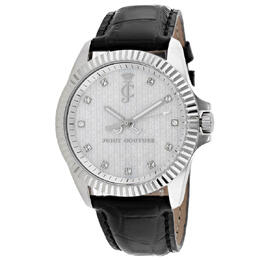 Juicy Couture 1900931 Ladies' Watch: White Dial & Black Leather Strap