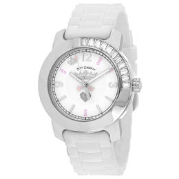 Juicy Couture Bff White Dial Ladies Watch with Stainless Steel Case and Silicone Strap - Model: 1900548
