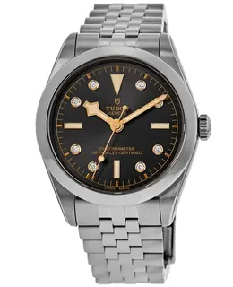 Tudor Black Bay 36 Automatic M79640-0004 | Women's Steel Watch with Luminous Yellow Gold Tone Hands and Black Diamond Dial