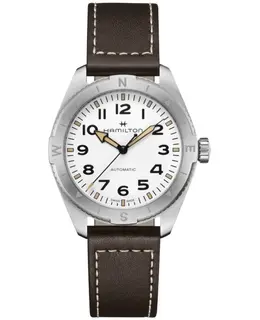 Hamilton Men's Khaki Field Expedition Auto White Dial Leather Strap Sports Watch H70315510