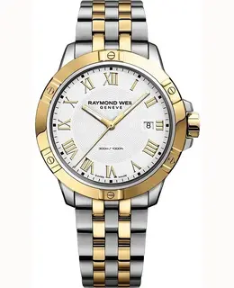 Raymond Weil Tango White Dial Stainless Steel and Yellow Gold PVD Men's Watch 8160-stp-00308