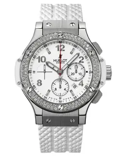 Hublot Big Bang 44mm St. Moritz Automatic Chronograph White Dial Diamond Bezel Rubber Strap Men's Watch 301.se.230.rw.114