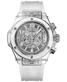 Hublot Big Bang Unico Limited Edition Automatic Chronograph Skeleton Dial Sapphire Case Transparent Rubber Strap Men's Watch 441.jx.4802.rt 441.JX.480