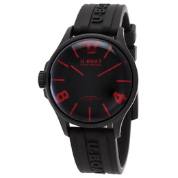 U-boat Darkmoon Quartz Mens Watch Red Dial Black Steel Case 40mm Art. No. 9306