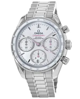 Omega Speedmaster Co-Axial Chronograph 38mm Diamond Mother of Pearl Dial Stainless Steel Unisex Watch Model: 324.30.38.50.55.001