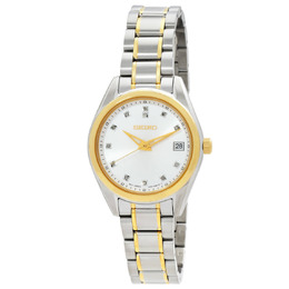 Seiko Diamonds Quartz Silver Dial Two-Tone Ladies Watch Model SUR582P1