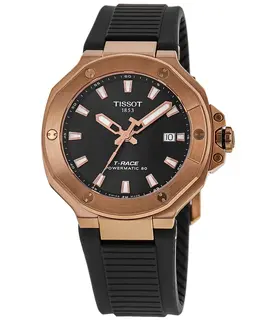 Tissot T-Race Powermatic 80 Automatic Black Dial Silicone Strap Men's Watch - Model: T141.807.37.051.00