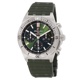 Breitling Chronomat B01 Chronograph Automatic Green Dial Mens Watch ab0134101l2s1