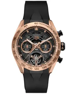 Tag Heuer Carrera Chronograph Tourbillon Extreme Sport Automatic Black Dial 18K Rose Gold Rubber Strap Men's Watch cbu5050.ft6273