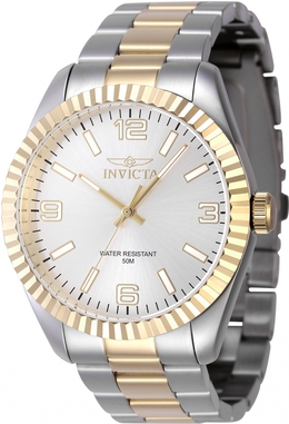 Invicta 47454 Men's Quartz Analog Watch Silver Dial with Gold Tone Hands