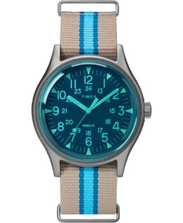 Часы Timex MK1 из алюминия Калифорния, 40 мм, коричневого цвета с тканевым ремешком с синей полосой Timex Boutique 9002618 | taupe