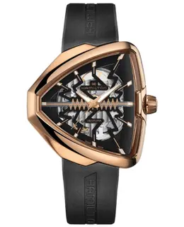 Hamilton Ventura Elvis80 Auto Black Skeleton Dial Rubber Strap Men's Watch Model H24525331