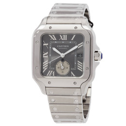 Cartier Santos Dual Time Large Model Mens Automatic Watch WSSA0076 Grey Dial