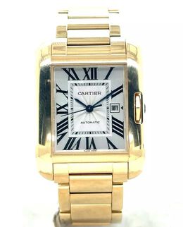Pre-owned Cartier Tank Anglaise w5310018, 18kt Yellow Gold Case with Bracelet