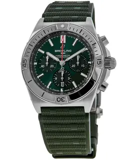 Breitling Chronomat B01 AB0134101L2S1 - 42mm Green Dial Rubber Strap Men's Chronograph Automatic Watch