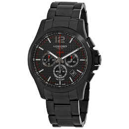 Longines Conquest V.H.P., Black Carbon Dial Mens Chronograph Watch