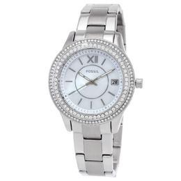Fossil Stella Watch Ladies Quartz Crystal Mother of Pearl Dial ES5130