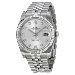 Pre-owned Rolex Oyster Perpetual Diamond Silver Dial Mens Watch 116234-sdj
