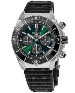 Breitling Super Chronomat B01 AB0136251L1S1: Green Dial Rubber Strap Men's Watch