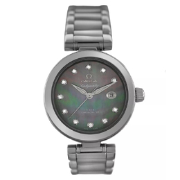 Pre-owned Omega De Ville Diamond Black Mother of Pearl Dial Ladies Watch 425.30.34.20.57.004
