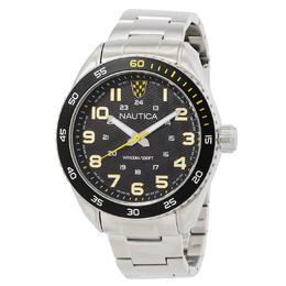 Nautica Key Biscane Mens Watch napkbs224 - Black Dial, Silver Stainless Steel