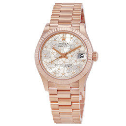 Rolex Datejust 31 Silver Floral-Motif Diamond Dial Automatic Ladies Watch in Everose Gold (Ref. M278275-0045)