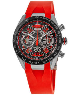 Tag Heuer Carrera Chronograph Extreme Sport Automatic Skeleton Dial Titanium Orange Rubber Strap Men's Watch cbu2082.ft6275