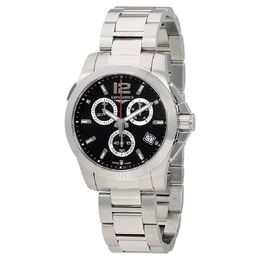 Longines Conquest Chronograph Quartz Black Dial Mens Watch l3.702.4.56.6