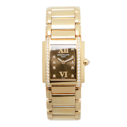 Pre-owned Patek Philippe Twenty-4 4908-11R-BROWN Diamond Brown Dial Ladies Watch